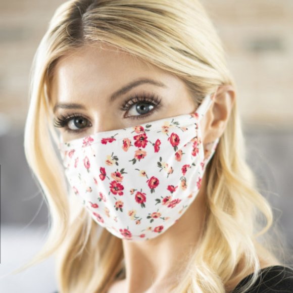 Trend Setter Diva Boutique Accessories - 2 for $20! IVORY & FLORAL PRINT FACE MASK